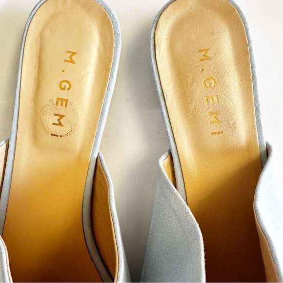 M. Gemi Womens Nuvola Pale Powder Blue Suede Mules Sandals Slip On Slides 39.5 9 - Picture 4 of 10